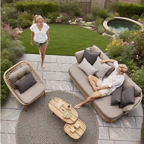 Solid Wood Single Sofa Chair Modern Nordic Teak Rattan High-End Leisure Set for Outdoor Hotel Villa Balcony or Garden Leisure
