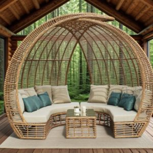 Outdoor Courtyard Creative Garden Furniture for Hotels Villas Leisure Bud Shape for Modern Designer Custom Rattan Sofa Set