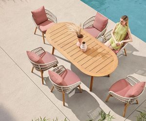 Combination Outdoor Furniture for Balcony Courtyard Villa Leisure  Modern Designer High-Back Rattan Chair Teak Sofa