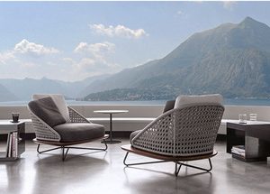 Modern Scandinavian Solid Anti-Corrosion Leisure Furniture for Hotel Villa Terrace Garden Teak Wood Rattan Outdoor Sofa Set