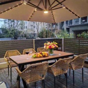 Courtyard Outdoor Leisure Furniture for Open-Air Garden Balcony Durable Metal Waterproof Aluminum Alloy Rattan Chair Table Set