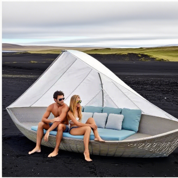 Modern Comfortable Rattan Furniture Set Outdoor Leisure Metal Sofa with Sunshade for Courtyard Garden Hotels Homestays Villas