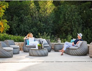 Waterproof Sand-Woven Rattan   Metal Leisure Garden Furniture for Courtyard Custom Modern Style Hotels Outdoor Sofa Set