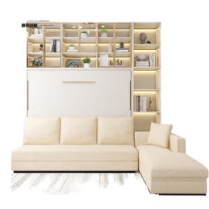 Modern Dual-Use One Room Murphy Bed Automatic Folding Invisible Side Flip Multifunctional Fabric Upholstered Wall Bed